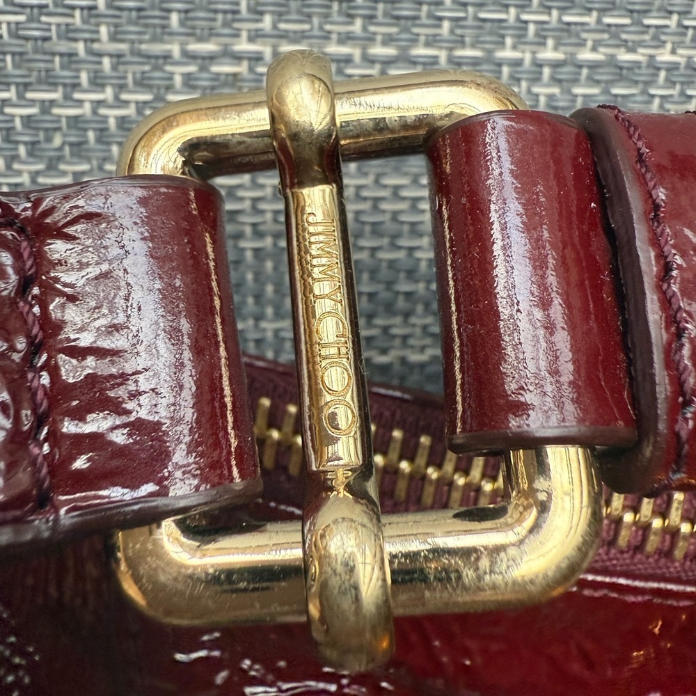 Jimmy Choo Burgundy Patent Leather Shoulder Bag - Picture 4 of 9